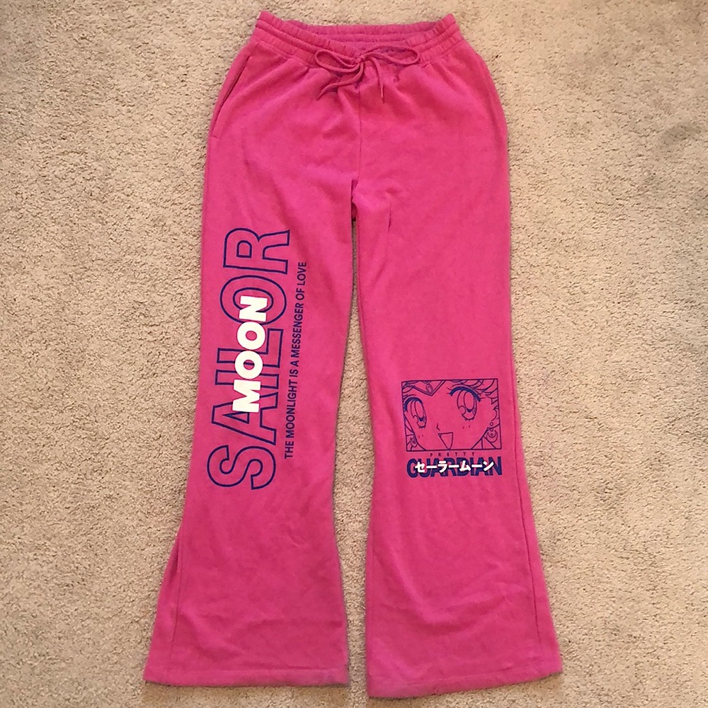 Y2k Drawstring Flare Pants | Sailor Moon Collection | Japan Anime Print | Small